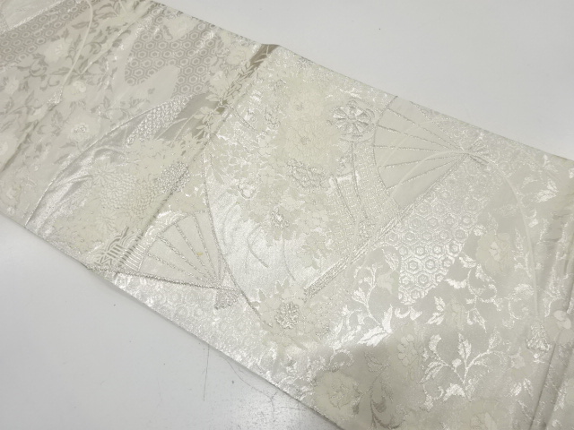 アンティーク　扇に花車模様織り出し袋帯（材料）